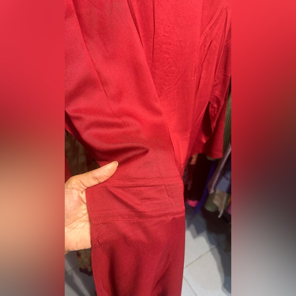 Embroidery kurta wine- colour Reyon - Picture 8 of 11